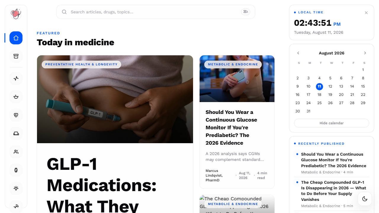 Screenshot of the The Health and Care homepage at thehealthandcare.com
